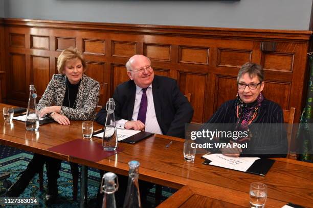 Anna Soubry, Mike Gapes and Ann Coffey of the independent group of MPs hold their inaugural meeting at Institute of civil engineers on February 25,...