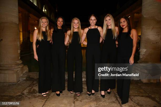 The Great Britain Fed Cup team of Harriet Dart, Anne Keothavong, Great Britain Captain, Katie Swan, Joanna Konta, Katie Boulter and Heather Watson...