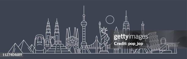 skyline der welt - berühmte bauwerke und denkmäler... landmark hintergrund zu reisen. vektor-illustration - pisa stock-grafiken, -clipart, -cartoons und -symbole