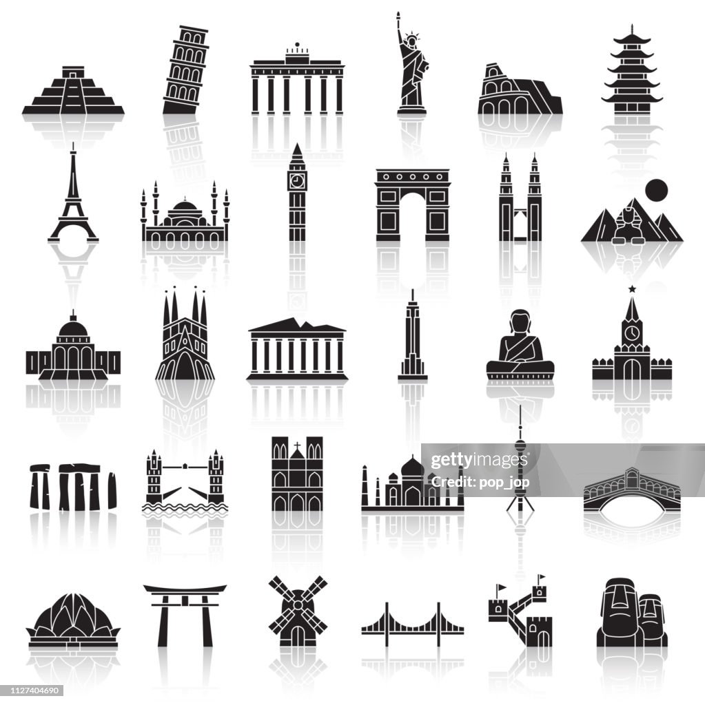 Reisen Sie Landmark Icons - Vektor