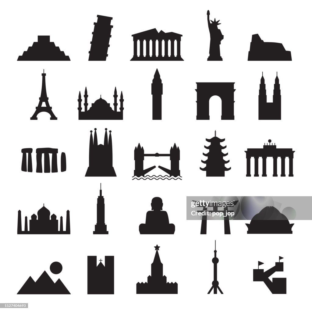 Voyage historique Icons - Contour Vector solide noir