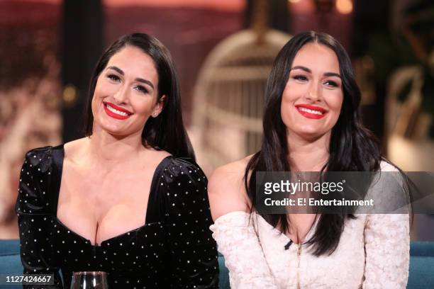 Episode 1058 -- Pictured: Guest Nikki Bella and guest Brie Bella on the set of Busy Tonight --