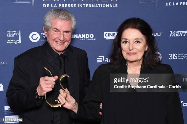 Claude Lelouch and Anouk Aimee awarded for the Cult Movie "Un Homme et une Femme" attend the 24th "Lumieres De La Presse Internationale" Ceremony at...