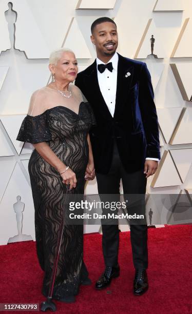 Michael B. Jordan and Donna Jordan attend the 91st Annual Academy Awards at Hollywood and Highland on February 24, 2019 in Hollywood, California.