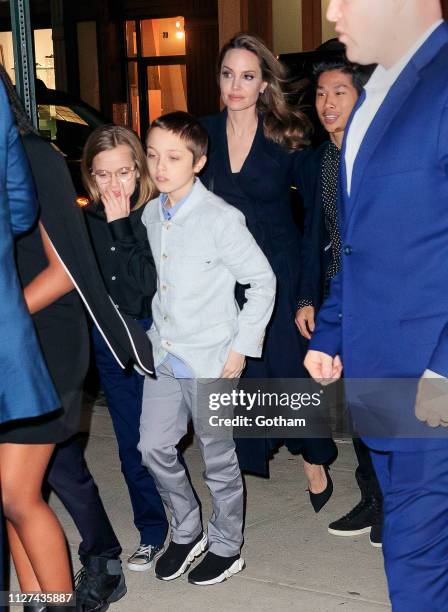 Angelina Jolie takes her kids Maddox Jolie-Pitt, Vivienne Jolie-Pitt, Knox Jolie-Pitt, Zahara Jolie-Pitt and Shiloh Jolie-Pitt to a special screening...