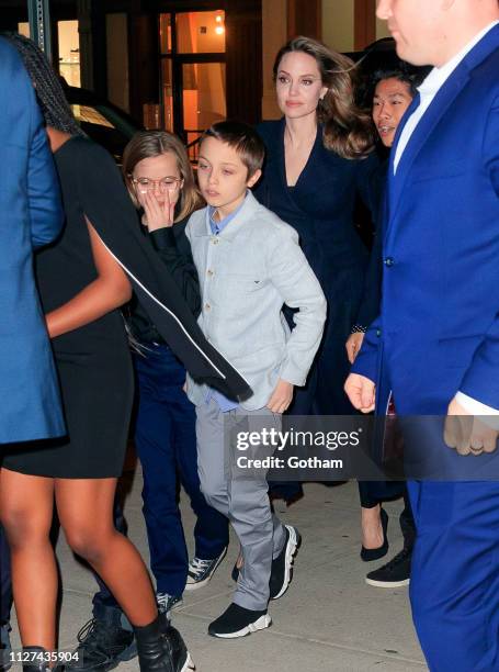 Angelina Jolie takes her kids Maddox Jolie-Pitt, Vivienne Jolie-Pitt, Knox Jolie-Pitt, Zahara Jolie-Pitt and Shiloh Jolie-Pitt to a special screening...