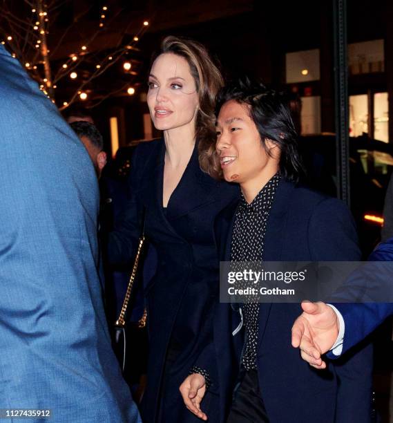 Angelina Jolie and Maddox Jolie-Pitt attend a special screening of 'The Boy Who Harnessed the Wind' on February 25, 2019 in New York City.