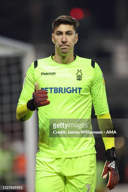 Costel Pantilimon of Nottingham Forest during the Sky Bet Championship match between Nottingham Forest and Derby County at City Ground on February...