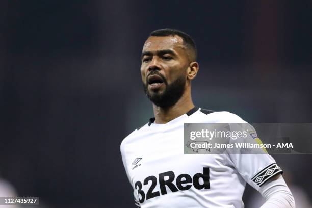 Ashley Cole of Derby County during the Sky Bet Championship match between Nottingham Forest and Derby County at City Ground on February 25, 2019 in...