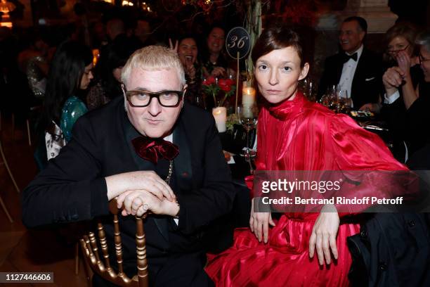 Stylist Alber Elbaz and model Audrey Marnay attend the 19th Gala Evening of the "Paris Charter Against Cancer" under the patronage of UNESCO and...