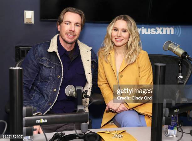 Actors Dax Shepard and Kristen Bell visit the SiriusXM Studios on February 25, 2019 in New York City.