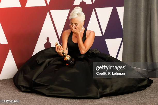 Lady Gaga poses in the press room at the 91st Annual Academy Awards at the Dolby Theatre in Hollywood, California on February 24, 2019.