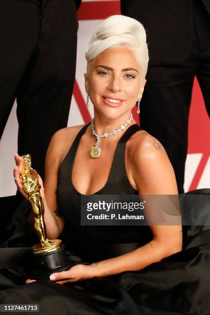 Lady Gaga poses in the press room at the 91st Annual Academy Awards at the Dolby Theatre in Hollywood, California on February 24, 2019.