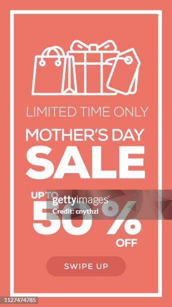 ilustrações de stock, clip art, desenhos animados e ícones de social media stories page sale banner background - mother's day sale - mothers day text art