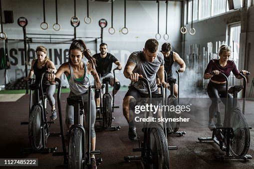 Gym training on stationary bikes! Gym training on stationary bikes!