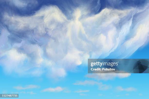 ilustraciones, imágenes clip art, dibujos animados e iconos de stock de angel en las nubes - heaven