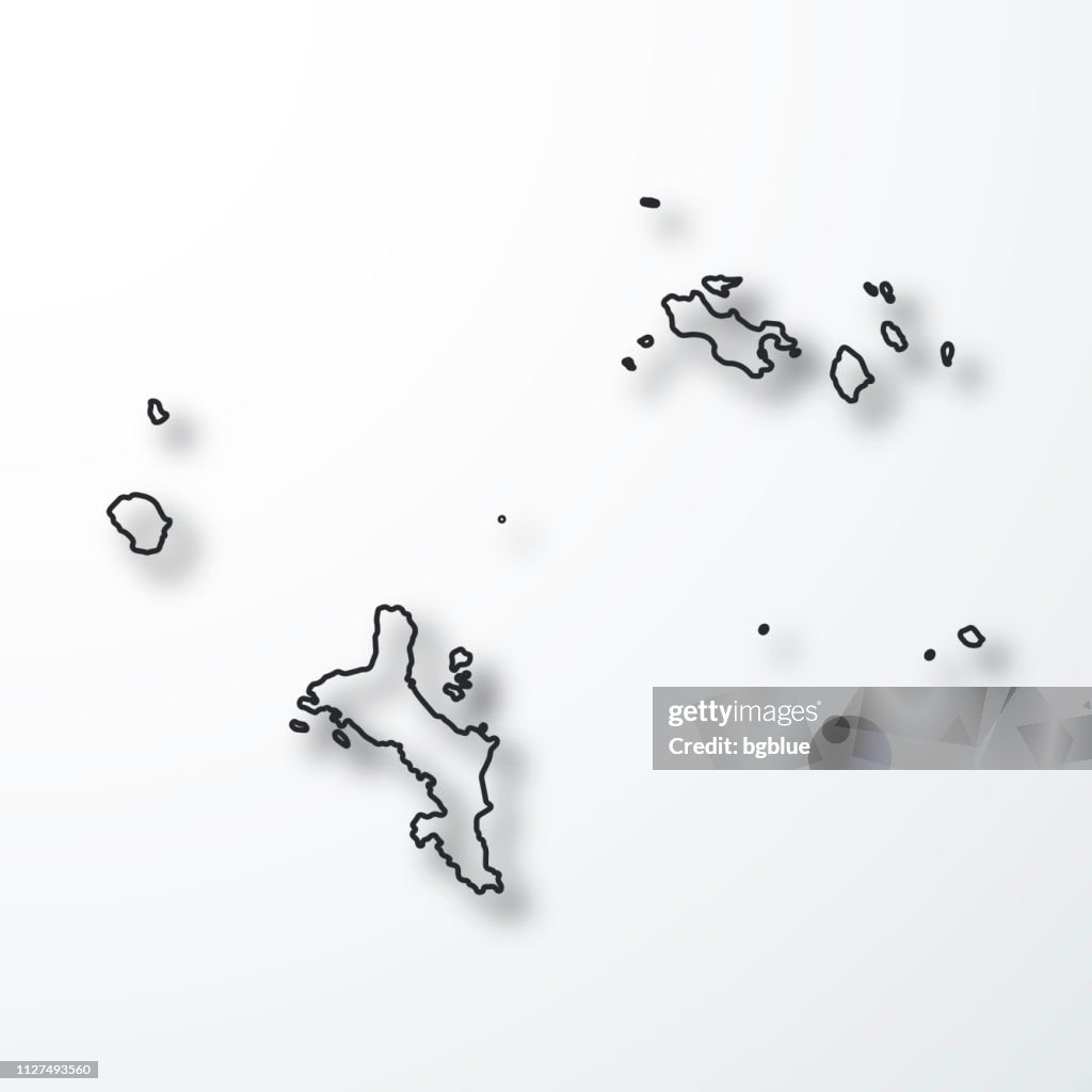 Seychelles map - Black outline with shadow on white background