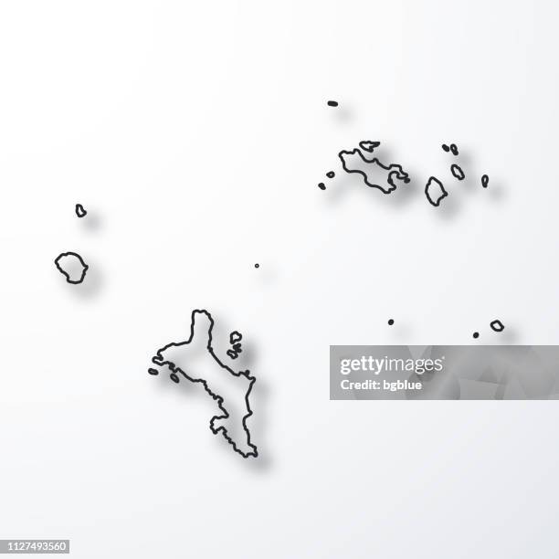 seychelles map - black outline with shadow on white background - seychelles stock illustrations