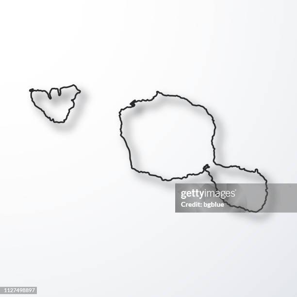tahiti french polynesia map - black outline with shadow, white background - tahiti stock illustrations