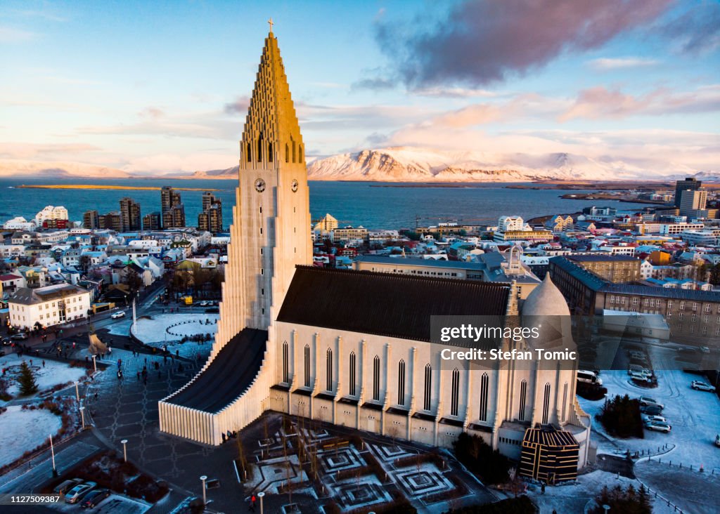 Landmark view of Reykjavik in Iceland