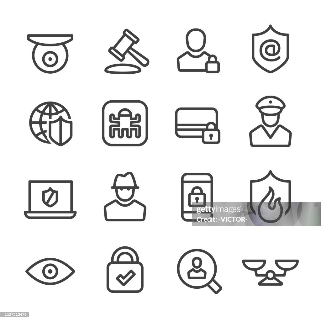 Internet Security and Privacy Icons - Line Series