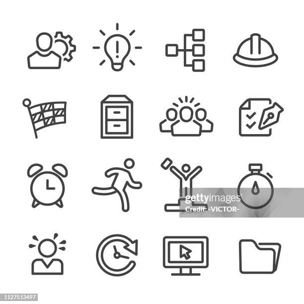 productivity icon set - line series - corporate wellness program stock illustrations