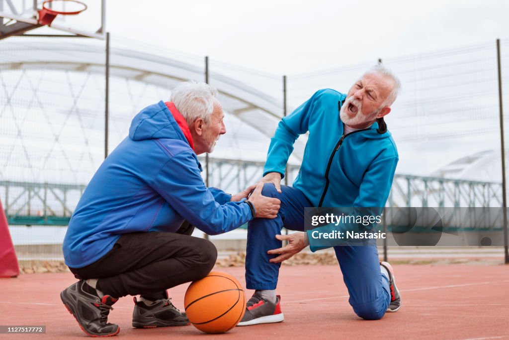 Seniors playing basketball