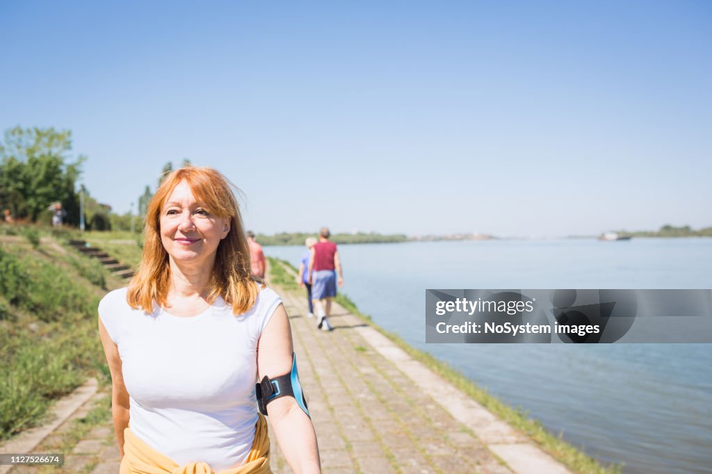 Mature woman having sports activity.