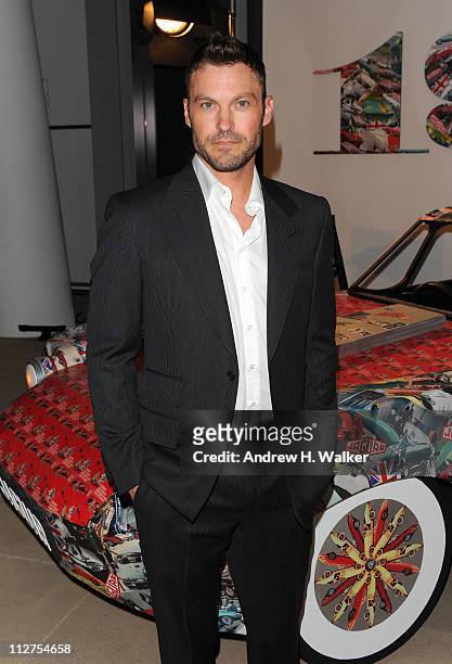 Actor Brian Austin Green attends the celebration of Jaguar Design and the 50th Anniversary of the Jaguar E-Type at The IAC Building on April 20, 2011...