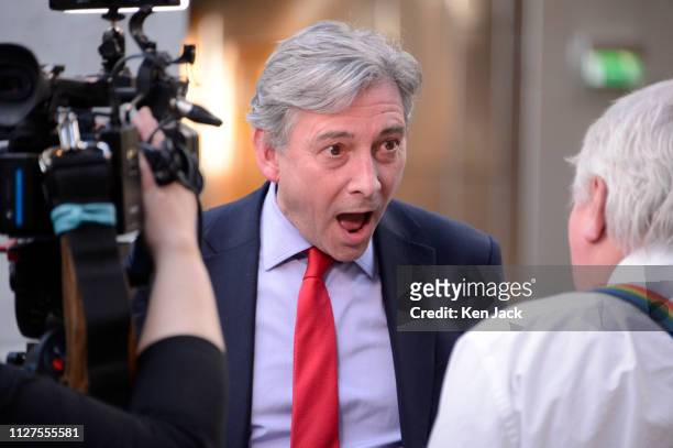 Scottish Labour leader Richard Leonard reacts at the start of an interview in the Garden Lobby of the Scottish Parliament, following UK leader Jeremy...