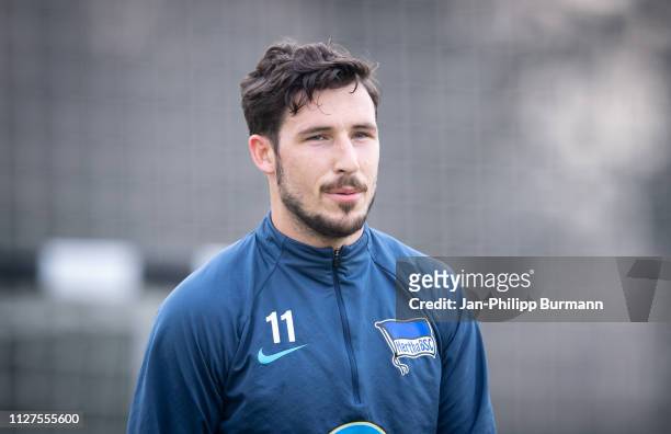 Mathew Leckie of Hertha BSC during the training session at Schenkendorfplatz on February 26, 2019 in Berlin, Germany.