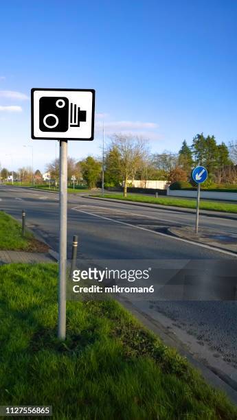 speed camera sign - ireland road stock pictures, royalty-free photos & images
