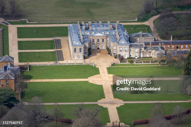 Aerial view of Althorp, this grade 1 listed stately home was the home of Lady Diana Spencer who later became the Princess of Wales, it is located on...