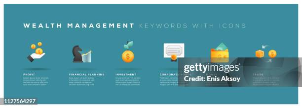 wealth management keywords with icons - capital stock illustrations