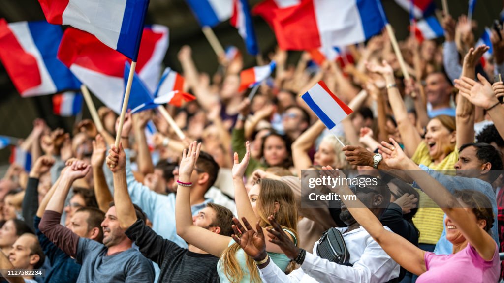Agitant des drapeaux Français