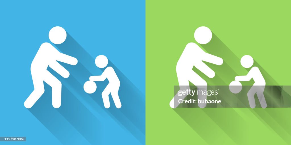 Family Playing Icon with Long Shadow
