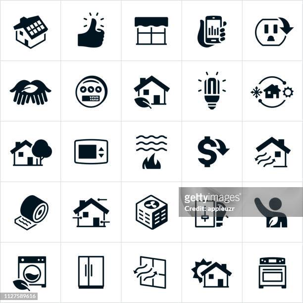 home energie-effizienz und erhaltung icons - home icon stock-grafiken, -clipart, -cartoons und -symbole