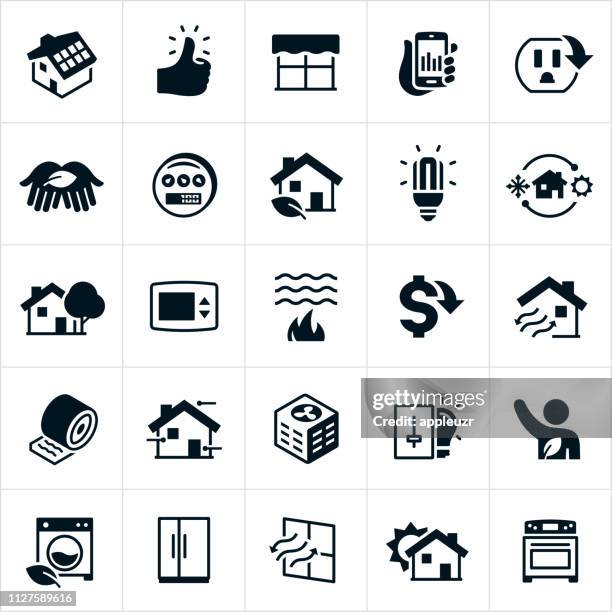 home energy efficiency and conservation icons - home icon stock illustrations