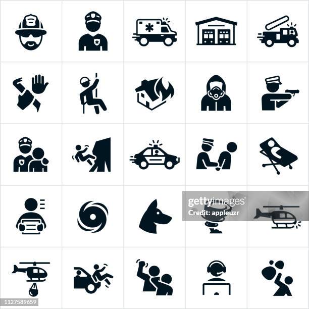 emergency services icons - emergency services occupation stock illustrations