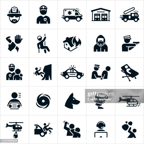 emergency services icons - emergency department stock illustrations