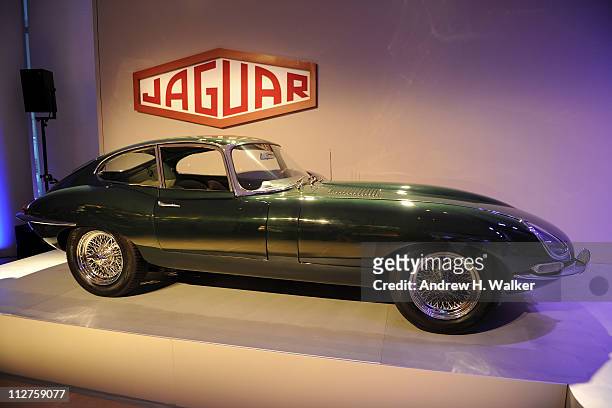 General view of atmosphere at the celebration of Jaguar Design and the 50th Anniversary of the Jaguar E-Type at The IAC Building on April 20, 2011 in...