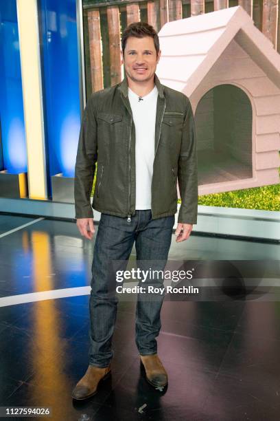 Nick Lachey Visits "Fox & Friends" to discuss the "American Kennel Club" show at Fox News Channel Studios on February 05, 2019 in New York City.