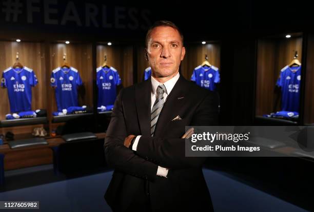 Leicester City unveil new manager Brendan Rodgers at King Power Stadium on February 26, 2019 in Leicester, United Kingdom.