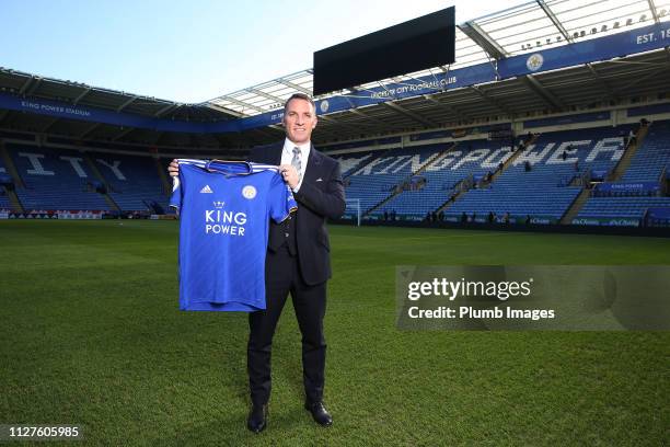 Leicester City unveil new manager Brendan Rodgers at King Power Stadium on February 26, 2019 in Leicester, United Kingdom.