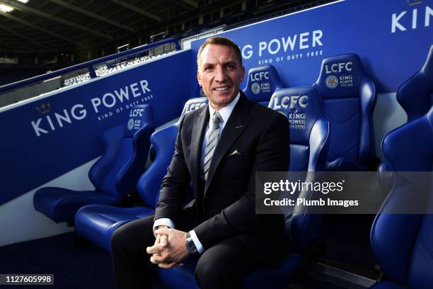 Leicester City unveil new manager Brendan Rodgers at King Power Stadium on February 26, 2019 in Leicester, United Kingdom.