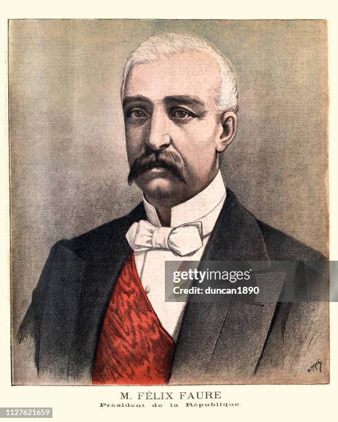 portrait of felix faure, president of france, 1895 - french moustache stock illustrations