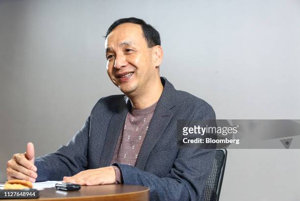 Eric Chu, a presidential candidate from the Kuomintang party, speaks during an interview in Taipei, Taiwan, on Monday, Feb. 25, 2019. Leading Taiwan...