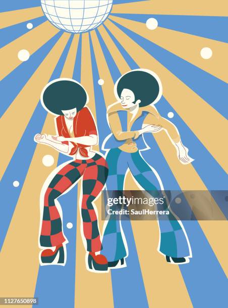 groovy party boogie style - seniors having fun stock illustrations