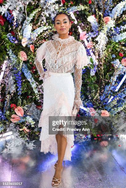 Melanie Liburd attends Rodarte FW19 Fashion Show at The Huntington Library and Gardens on February 05, 2019 in San Marino, California.