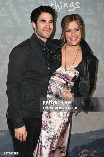 Actor Darren Criss and his wife Mia Swier attend the red carpet event for FX's "Better Things" season three premiere on February 26, 2019 at The Eli...